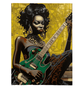 Soft Sherpa Blanket with Guitar Design - Side View